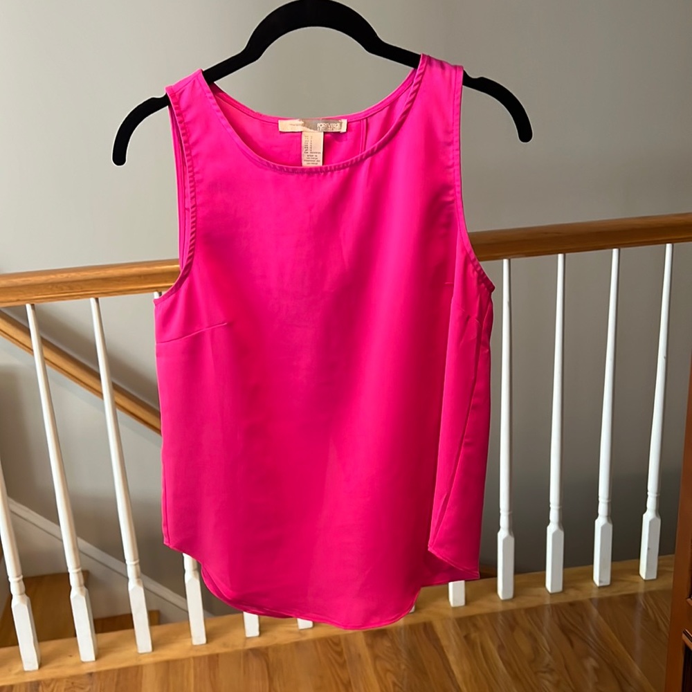 Bright pink open back tank size small